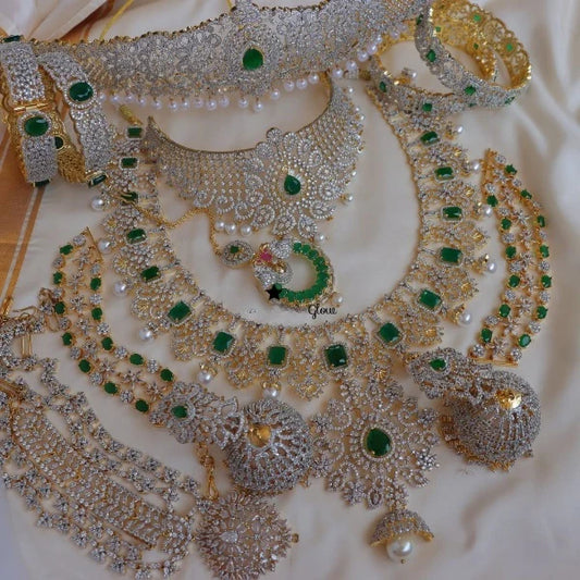 American diamond necklace, ad necklace,Indian Combo jewellery set