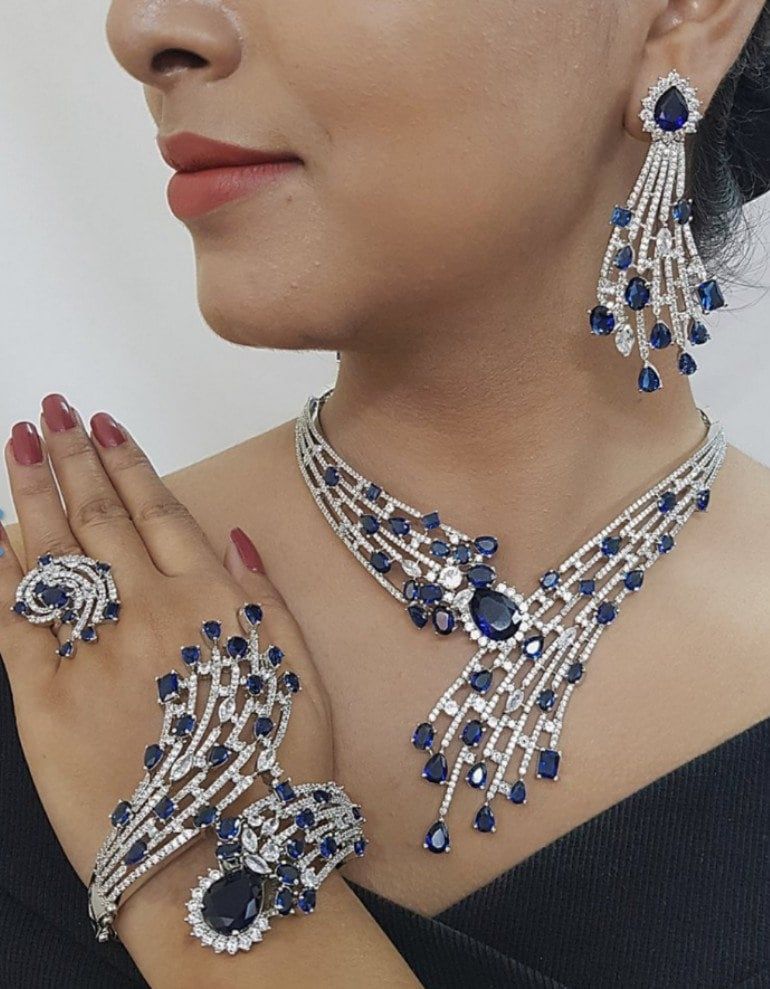 Bridal CZ American Diamond Necklace Set