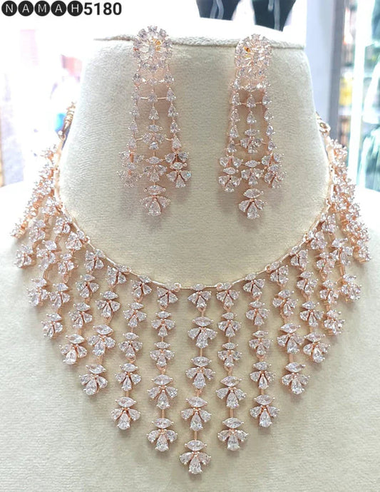 Suhagan Shimmer Rose Gold Shine Necklace Set